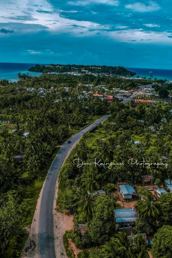 A drone footage of the Kerema Town of Gulf Province, Papua New Guinea